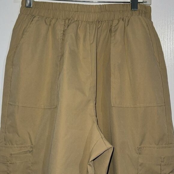 Shein Womens Beige Cargo Jogger Pants Elastic Waist 100% Polyester Size M - Picture 7 of 10